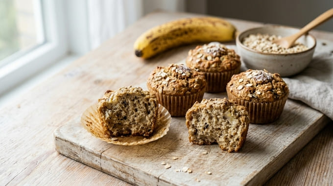 Bolinho de Banana Sem Açúcar com Aveia